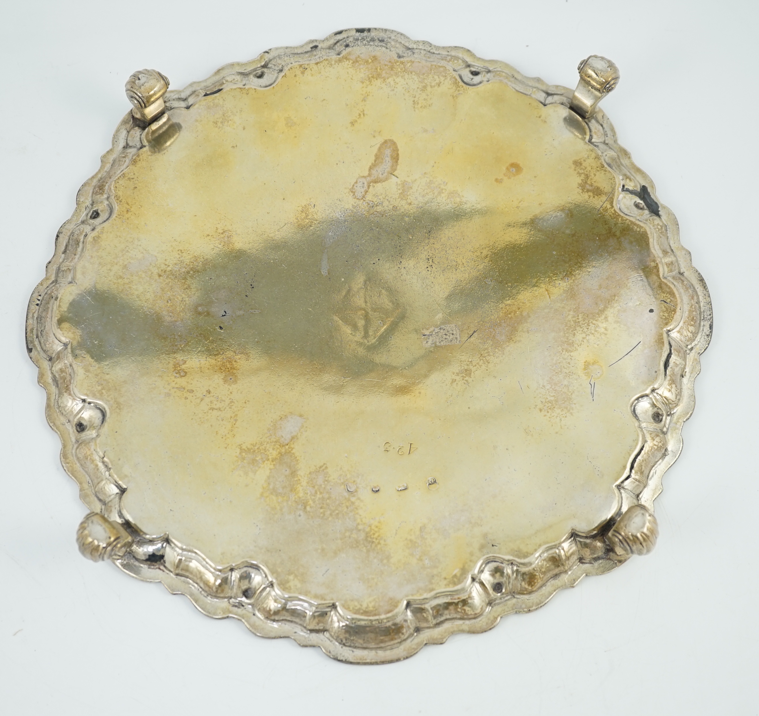 A George II silver salver, maker's mark RP